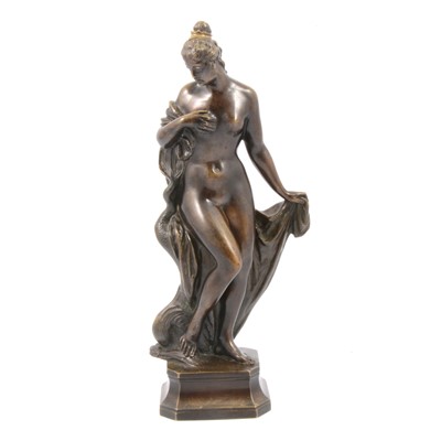 Lot 134 - After H Monno a modern bronze, female figure with a dolphin.