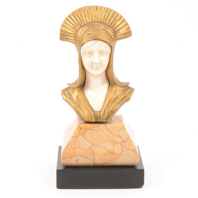 Lot 133 - A Fanrose Art Deco style gilded bust with ivory features.