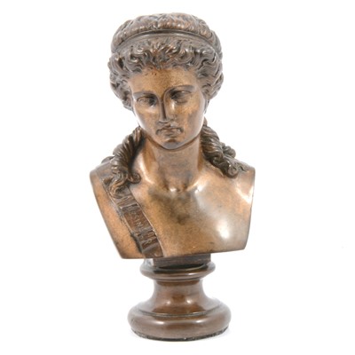 Lot 156 - After Clesinger, a bronzed female bust on circular socle.