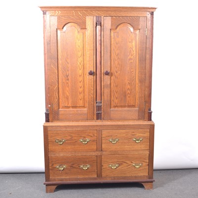 Lot 510 - Modern oak craftsman made press cupboard.