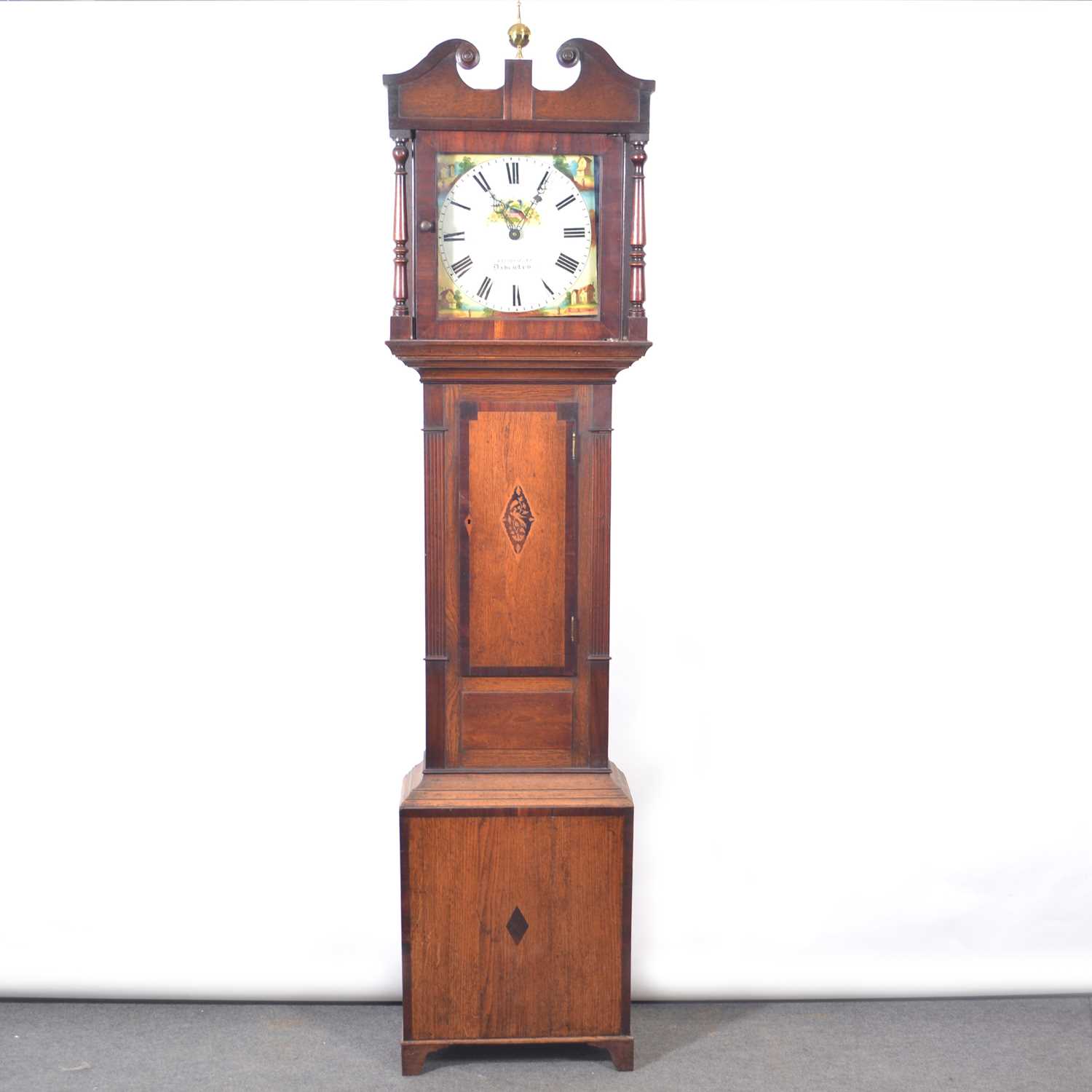 Lot 495 - Oak and mahogany longcase clock, Nicholas, Daventry