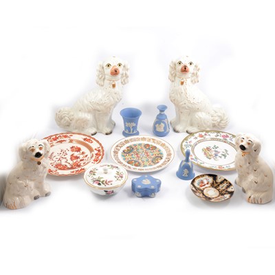 Lot 91 - Staffordshire dogs, Wedgwood Jasperware, collectors plates and other decorative ceramics.