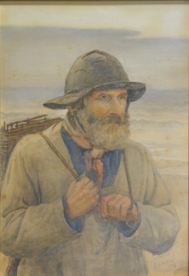 Lot 349 - George Sheridan Knowles - Portrait of a fisherman.