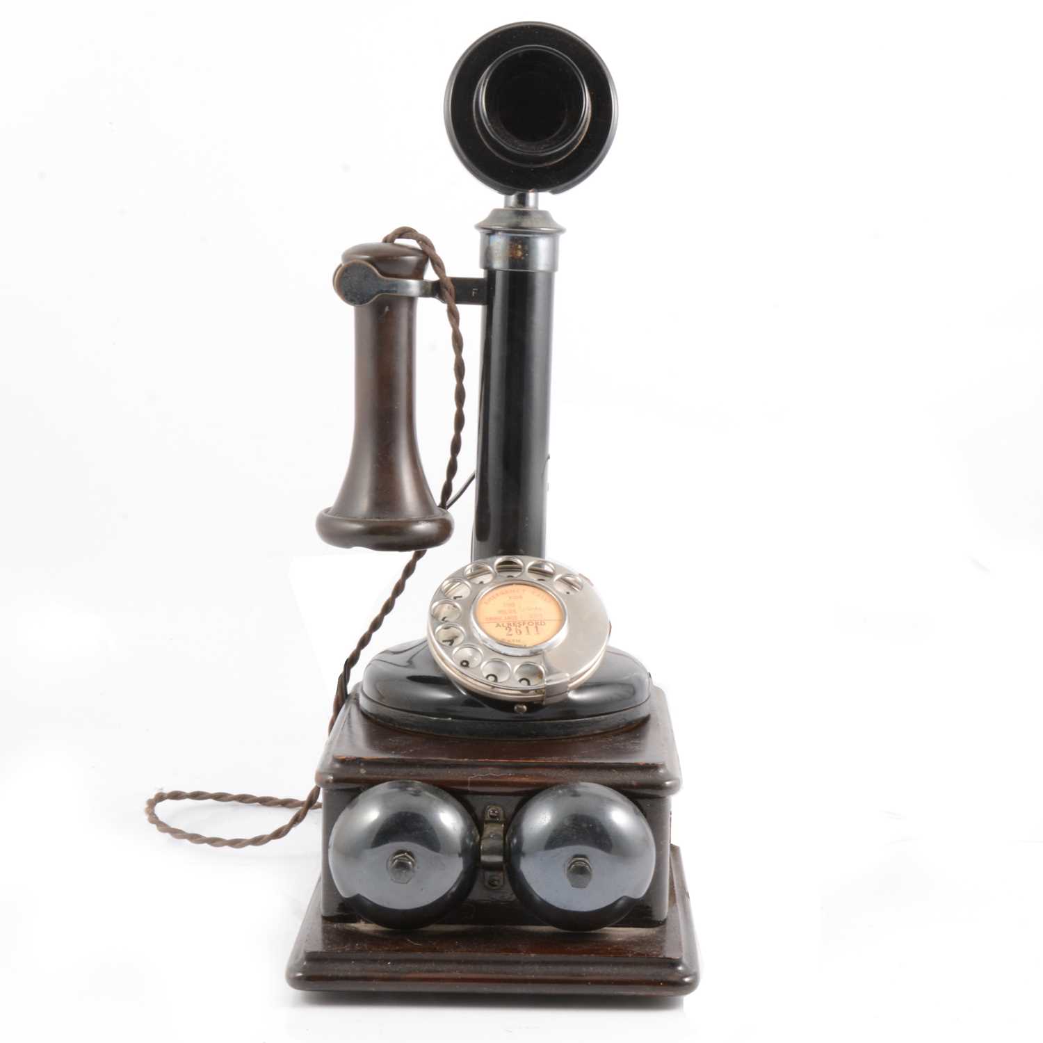 Lot 113 - Vintage candlestick telephone, GPO 150, with bell box.