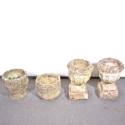 Lot 414 - Pair or reconstituted stone garden urns and two others