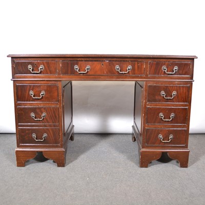 Lot 325 - Reproduction mahogany finish desk and sideboard