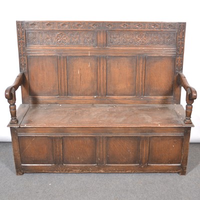 Lot 380 - Old reproduction oak settle