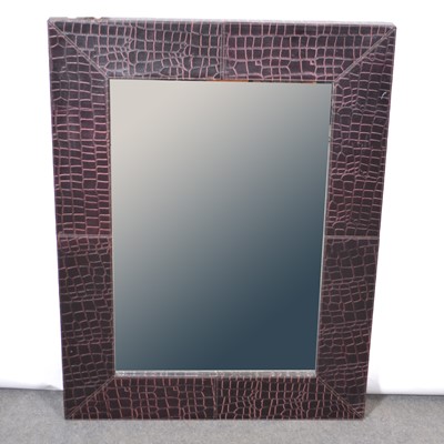 Lot 351 - Modern leather framed wall mirror