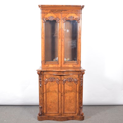 Lot 482 - Victorian figured walnut bookcase cabinet