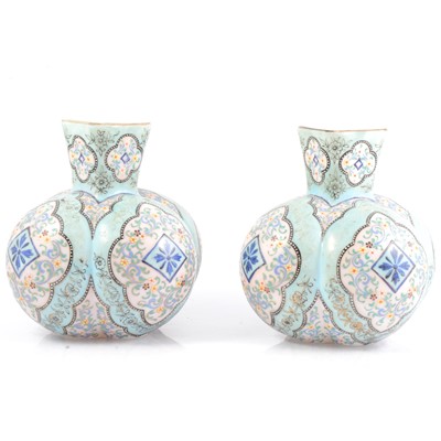Lot 3 - Pair of French opaque glass vases, decorated in the Persian taste.