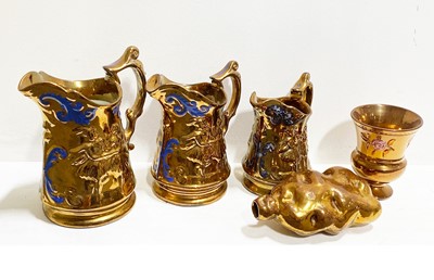 Lot 54A - Collection of copper lustre jugs and related items.