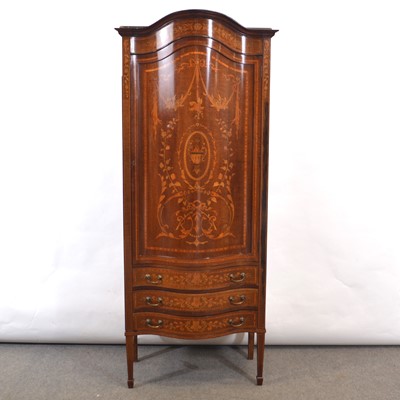 Lot 438 - Edwardian inlaid mahogany serpentine cupboard