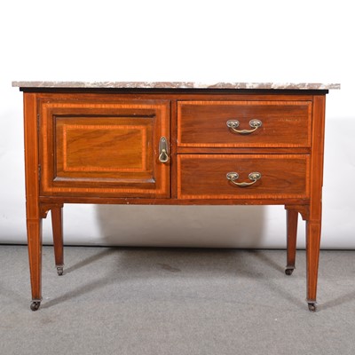 Lot 401 - Victorian inlaid mahogany washstand