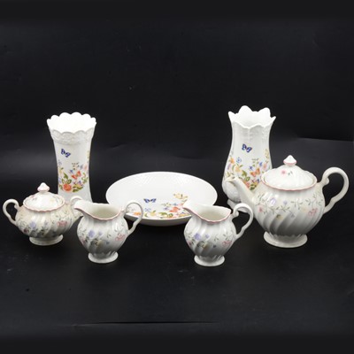 Lot 66 - Johnson Bros part dinner and tea service, and other decorative plates and vases.