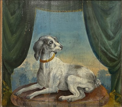 Lot 126 - Continental School, study of a dog seated on a cushion