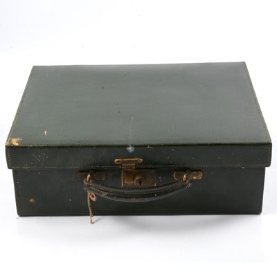 Lot 65 - Vintage green leather case, for Mappin & Webb.