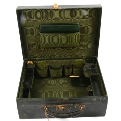 Lot 65 - Vintage green leather case, for Mappin & Webb.