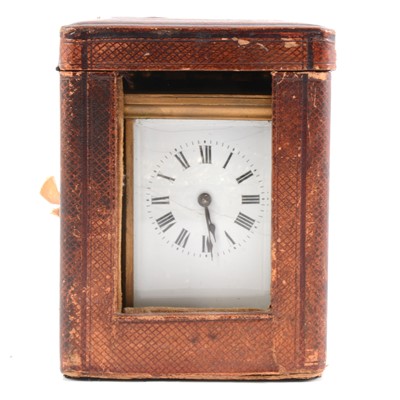 Lot 96 - French brass carriage clock in a leather case