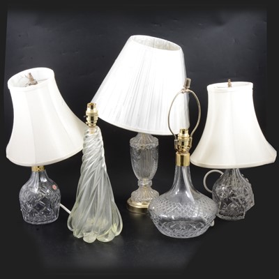 Lot 18 - Pair of Webb Corbett and other glass table lamps.