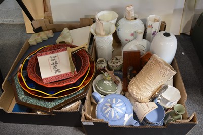 Lot 15 - Collectors' vases, plates, onyx bookends, stamp album etc.