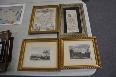 Lot 353 - Five views and maps of Leicestershire and two Middle Eastern painted panels