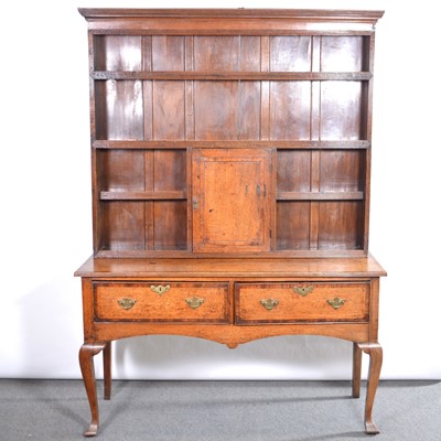 Lot 383 - George III oak and mahogany dresser