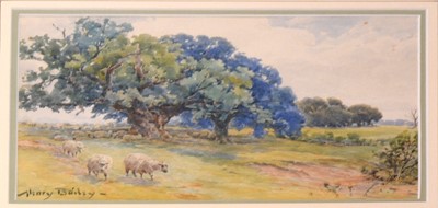 Lot 375 - Henry Bailey - sheep grazing; and another Victorian watercolour.