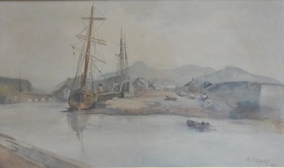 Lot 379 - Three nautical watercolours and a print.