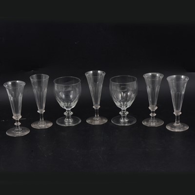 Lot 19 - Victorian glass rummers and ale flutes.