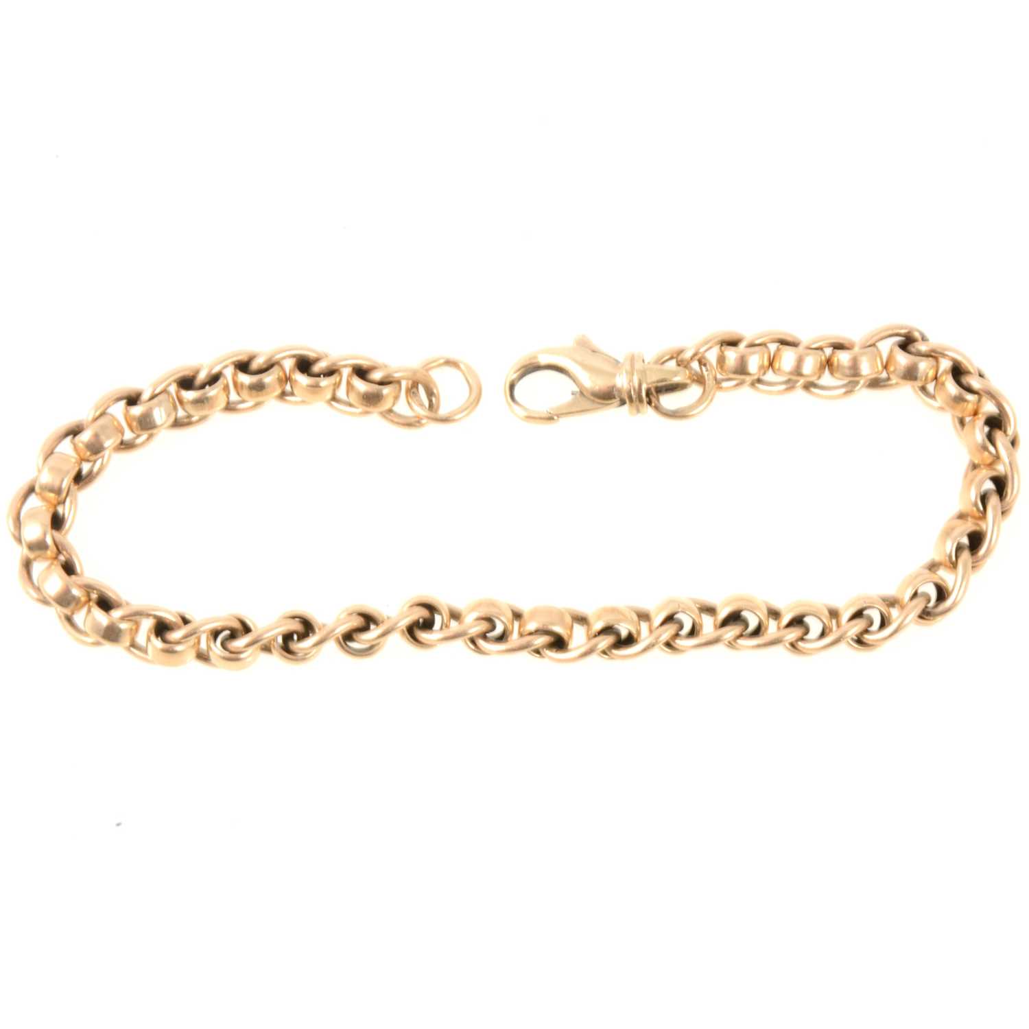 Lot 294 - 9 carat gold belcher and curb link bracelet.