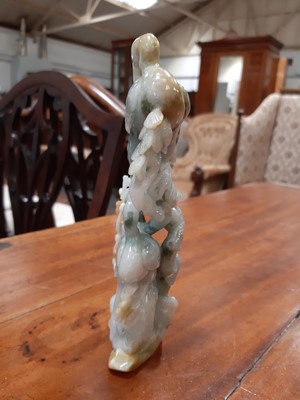 Lot 101 - Nephrite jade carving of two cranes in a pine tree.