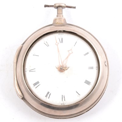 Lot 318 - Silver pair case pocket watch.