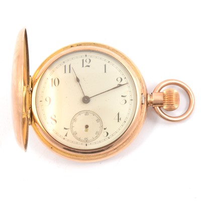 Lot 315 - Gold-plated full hunter pocket watch.