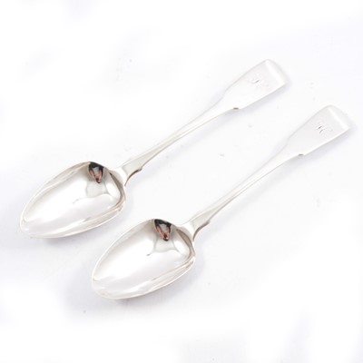Lot 278 - Pair of silver serving spoons by Joseph Hicks, Exeter 1817.