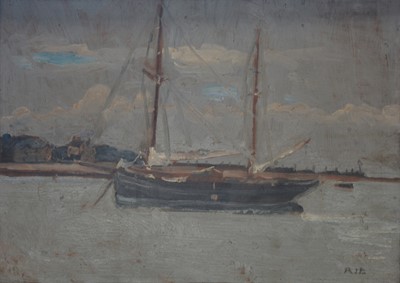 Lot 349 - Rodney J Burn RA, Ebb Tide Bembridge, oil on board, 25x35cm, signed RJB.