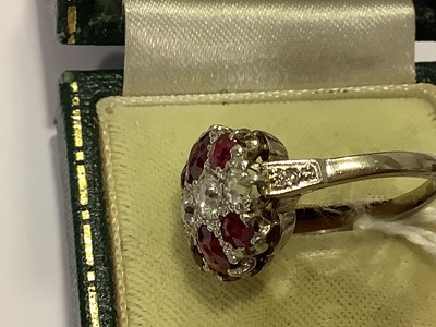 Lot 167 - Ruby and diamond cluster ring