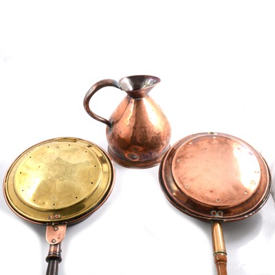 Lot 479 - Copper haystack measure and two warming pans