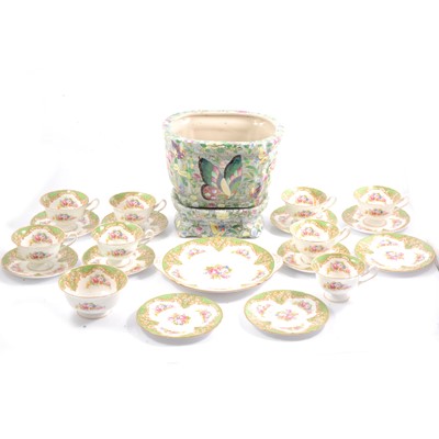 Lot 16 - Shelley part teaset and a Chinese ceramic jardiniere on stand.