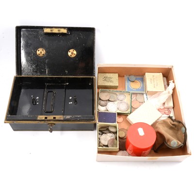 Lot 152 - A selection of loose coinage, money tin etc