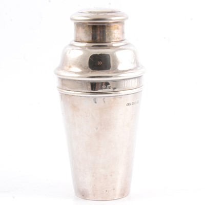 Lot 225 - Silver cocktail shaker, William Suckling Ltd, Birmingham 1931.