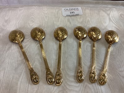 Lot 141 - Set of twelve gilt metal coffee spoons, retailed by Daniel Cregut, Paris.