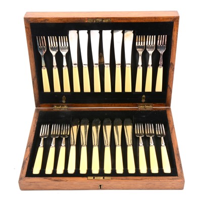 Lot 116 - Twelve place setting of silver plated fish knives and forks