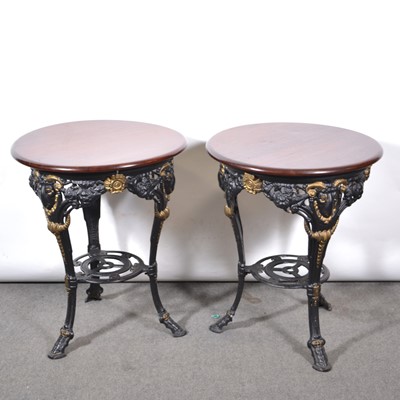 Lot 418 - Pair of cast iron pub tables