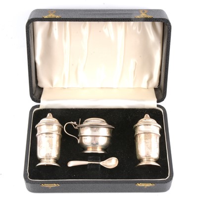 Lot 236 - Silver condiment set, Viner's Ltd, Sheffield 1958-9.