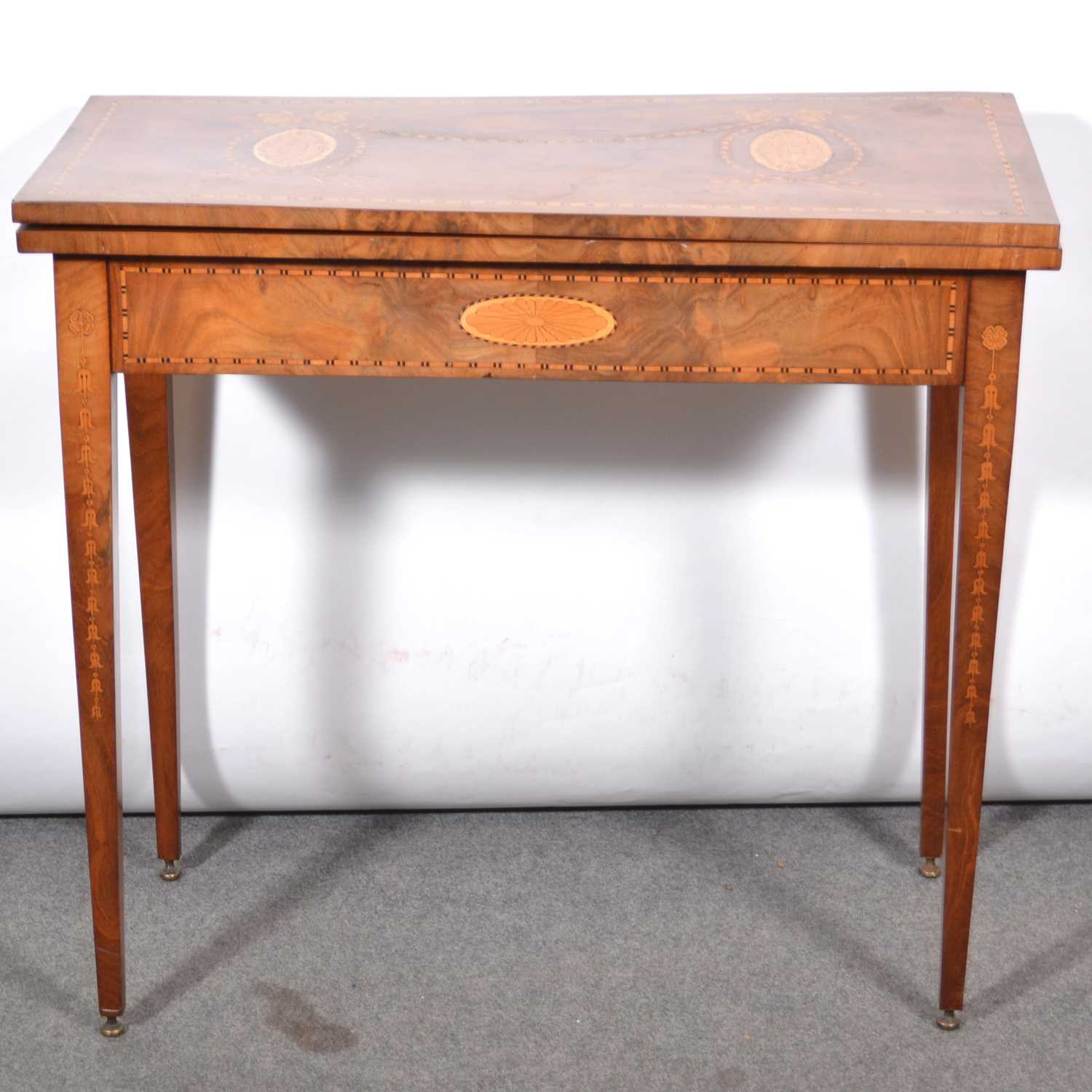 Lot 436 - Victorian mahogany and marquetry card table,