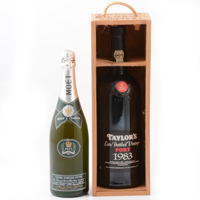 Lot 175 - Moët et Chandon, Silver Jubilee Cuvée Champagne, 1977, and Taylor's LBV Port 1983.