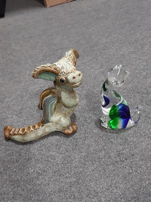 Lot 48 - Royal Crown Derby owl paperweight, Beswick owl, and other glass and ceramic animal figures.