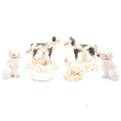 Lot 30 - Various Staffordshire dogs and animals.