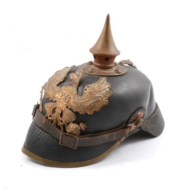 Lot 144 - WW I German leather Pickelhaube helmet