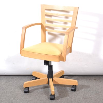 Lot 529 - John Lewis light oak office chair